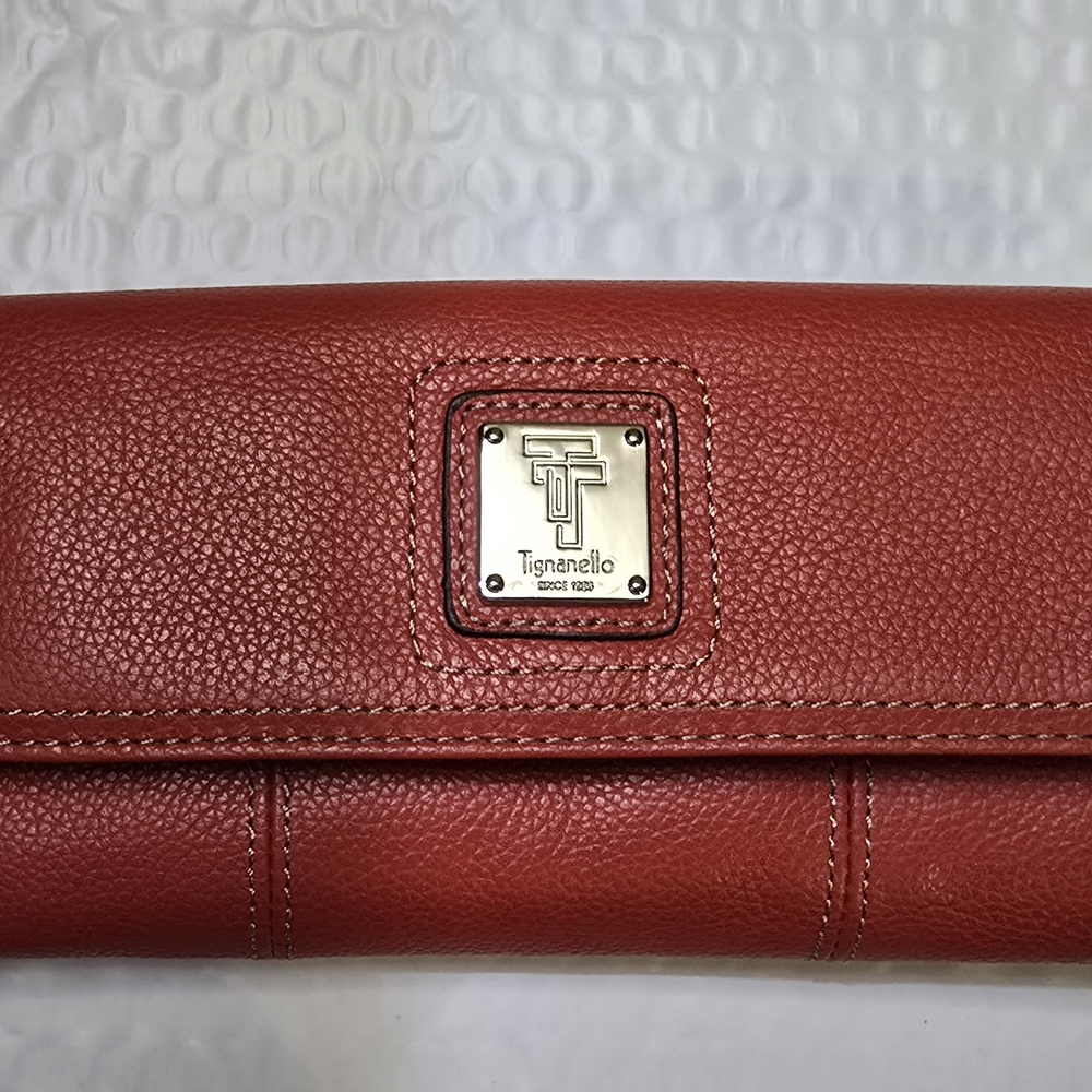 Tignanello Red Leather Trifold Wallet